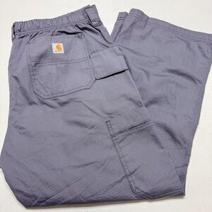 Carhartt Cargo Scrub Pants Mens XL Short Gray Ripstop Canvas Workwear 40x28